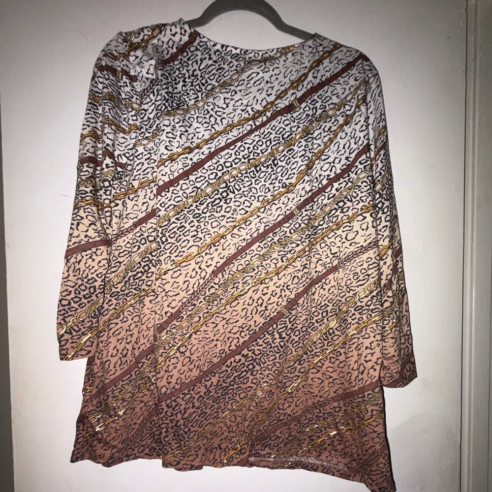 Jaclyn Smith Animal Print Long Sleeve Top - Brown and Gold - Picture 4 of 4